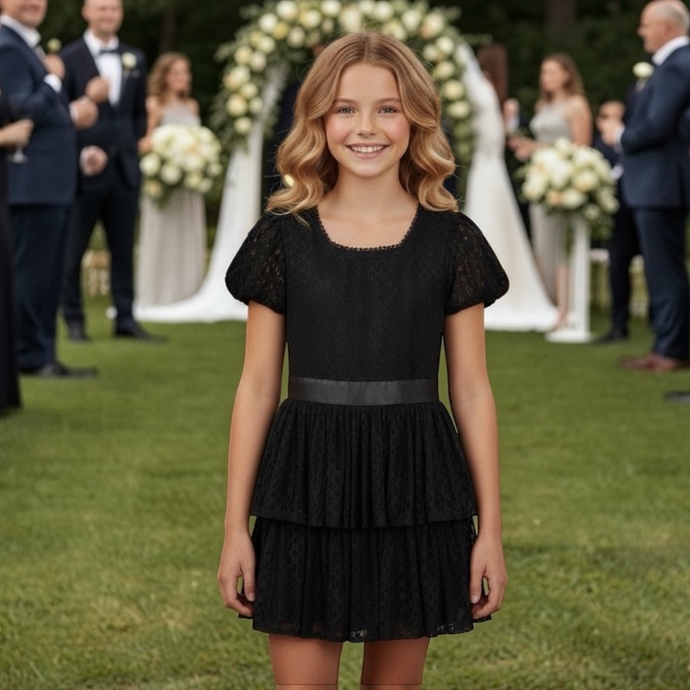 NWT Aqua from Bloomingdales Girls Tiered‎ Lace Dress Holiday Formal Wedding